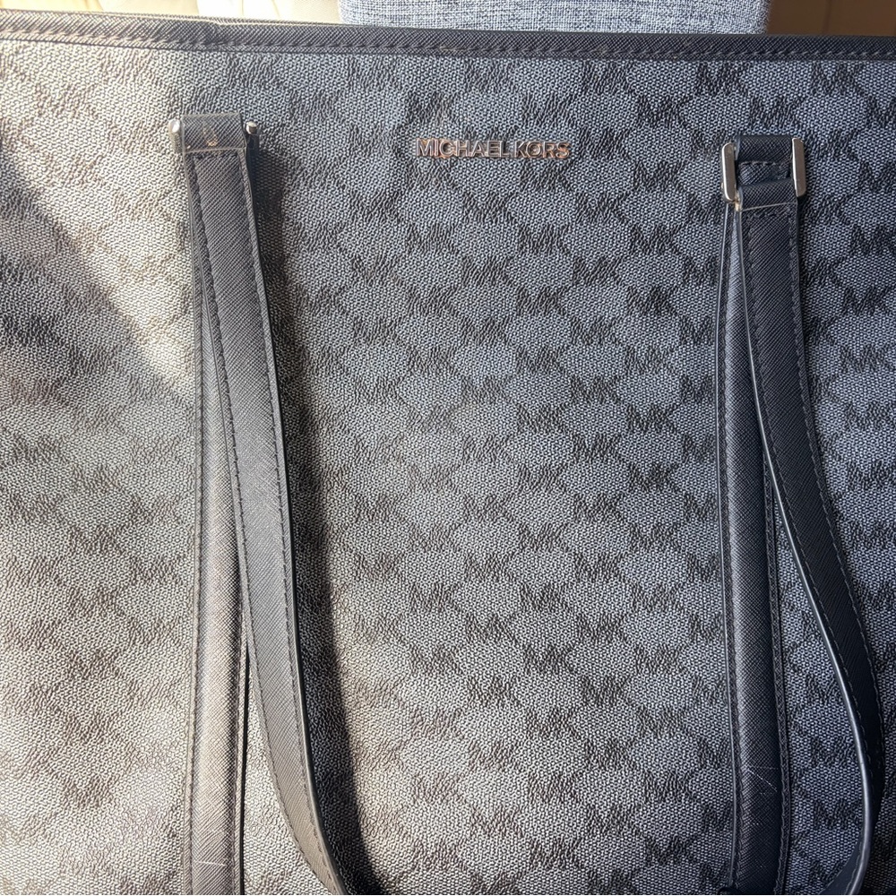 Michael Kors Black MK Logo Tote with Black Straps